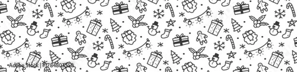 Obraz christmast doodle hand drawing sketch pattern seamless background winter 