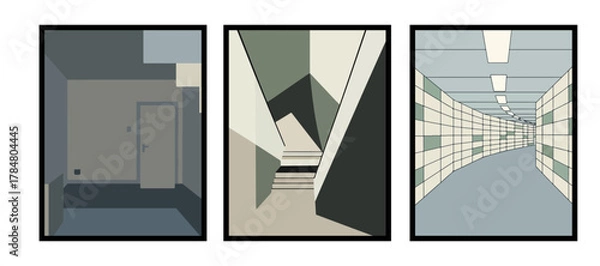 Fototapeta Isolated parking area surrounded by pale mist