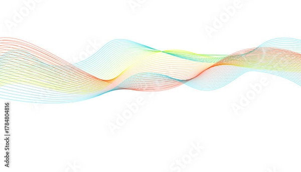 Fototapeta Flowing, colorful gradient mesh vector illustration. Modern, ethereal sine wave element for design projects.