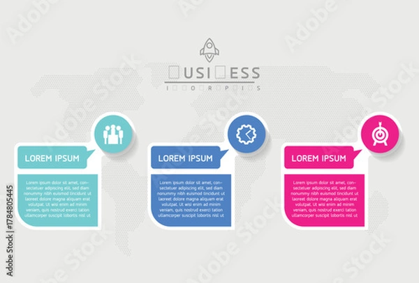 Fototapeta Vector infographic business presentation template with circular interconnection with 3 options.
