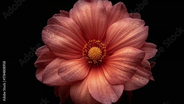 Obraz Floral Abstraction with Golden Accents and Intricate Textures, A Delicate Composition.