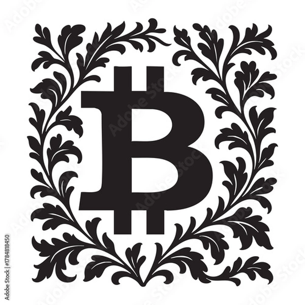 Fototapeta Blockchain bitcoin sign simple vector art design