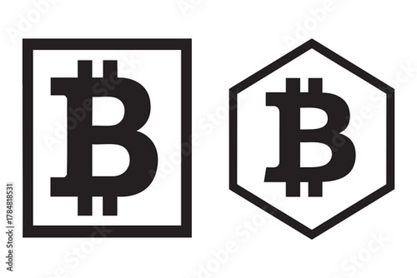 Fototapeta Blockchain bitcoin sign simple vector art design