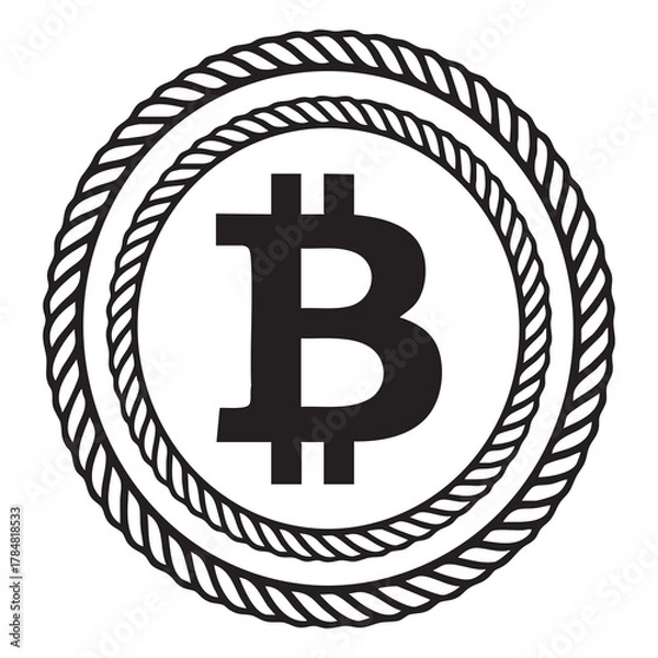 Fototapeta Blockchain bitcoin sign simple vector art design