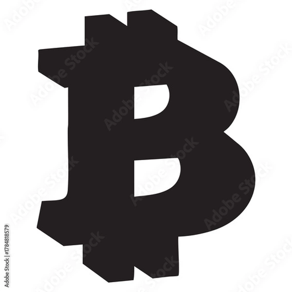 Fototapeta Blockchain bitcoin sign simple vector art design