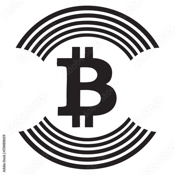 Fototapeta Blockchain bitcoin sign simple vector art design