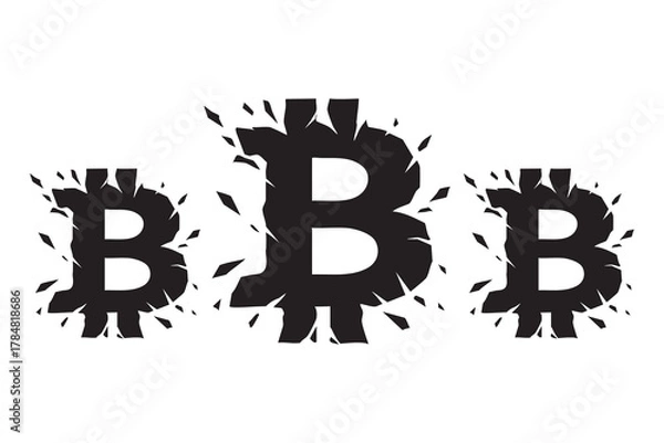 Fototapeta Blockchain bitcoin sign simple vector art design