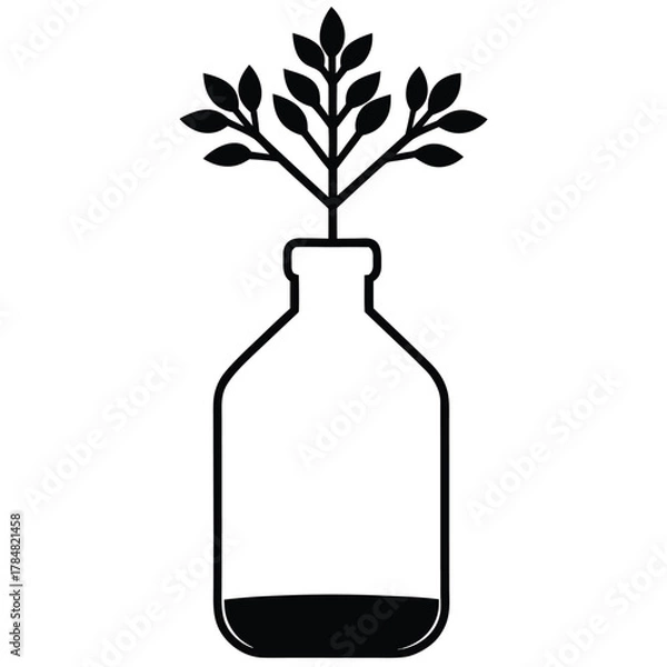 Obraz Plant growing inside a glass bottle/vial