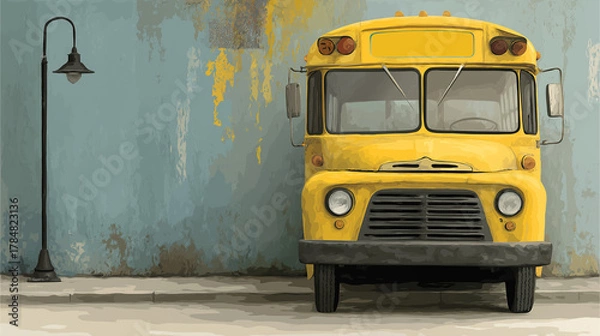 Obraz School Bus Illustration with copy space ~ Created using Generative AI