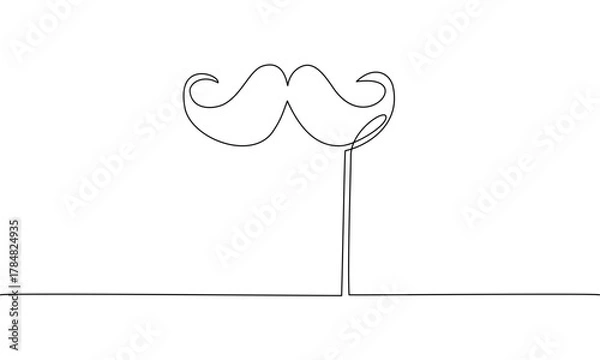 Fototapeta Continuous line drawing of Mustache isolate on white background.	