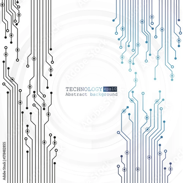 Fototapeta Vector circuit board illustration. Abstract technology