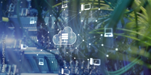 Obraz Cloud Computing Technology Data Storage and Security on server background