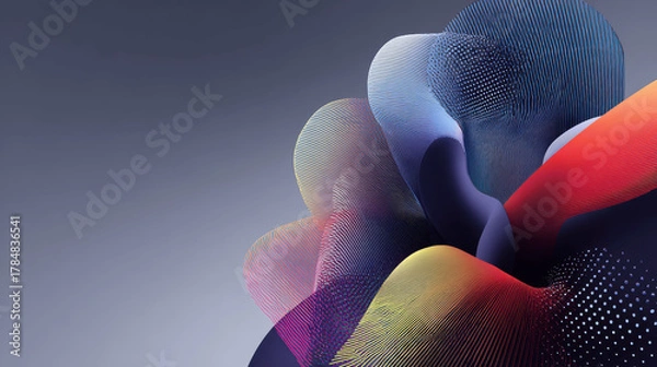 Fototapeta Abstract 3D Wavy Particle Background