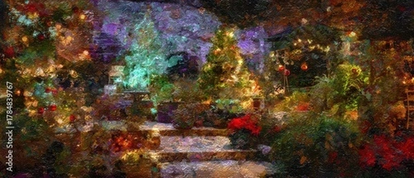 Obraz Rinaldos art garden with Christmas lights