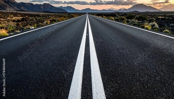 Obraz Empty Road Extends Into Distance.