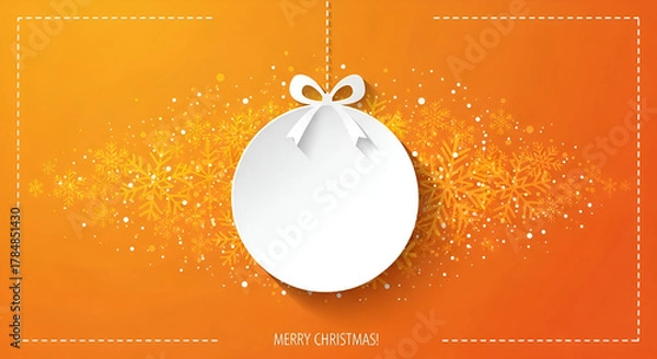 Obraz White Paper Christmas Ornament with Snowflakes and Text