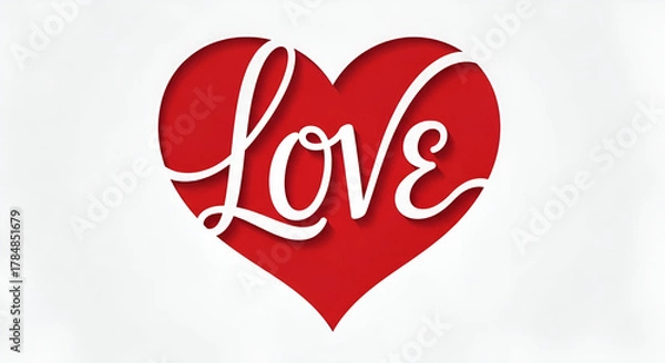 Obraz Red Heart with the Word Love white shape