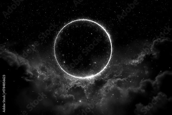 Fototapeta Ethereal Ring of Light Amidst Cosmic Clouds and Stars
