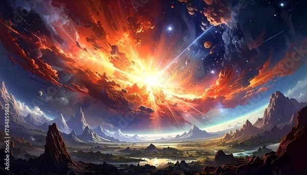 Obraz Cosmic Landscape Explosion.