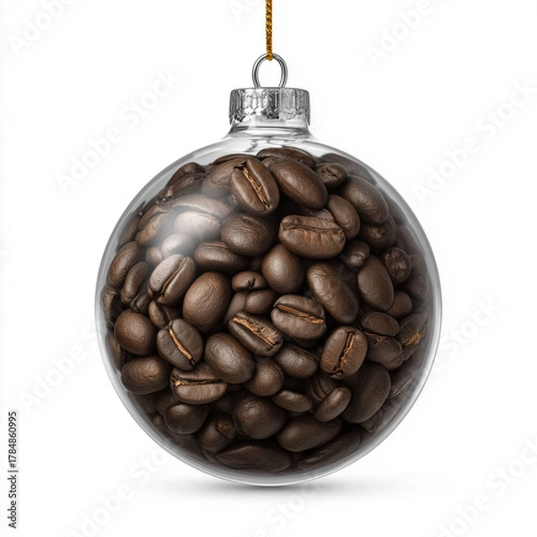 Obraz Clear Christmas bauble with coffee beans