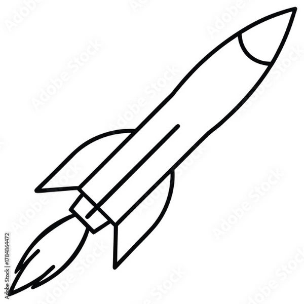 Obraz Classic rocket launching with a flame trail