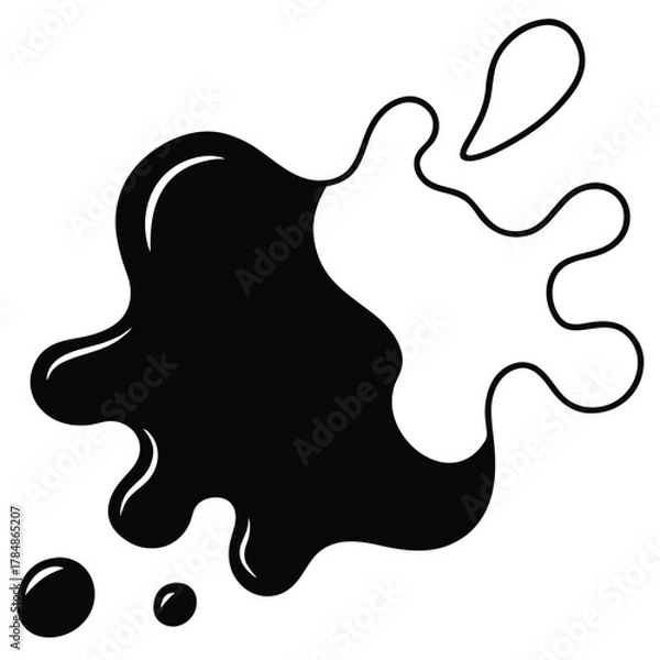 Fototapeta liquid splash with a combination of solid black fill and outline work.