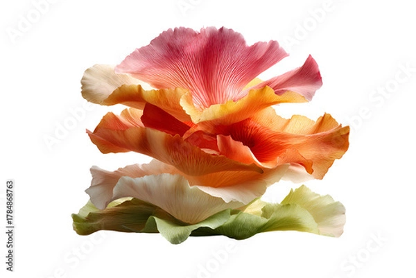 Fototapeta A pile of delicate pink rose petals rests, isolated on transparent background