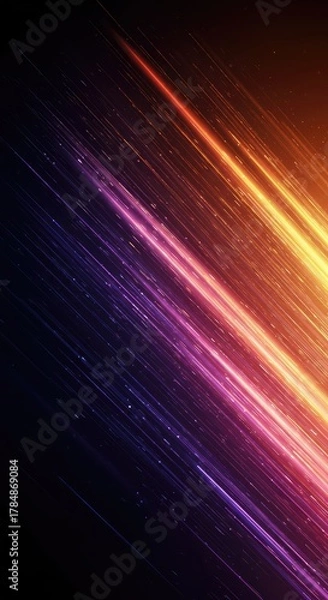 Fototapeta Dynamic energy flow abstract background. Glowing streaks of light and ethereal particles symbolize the spark of genius, motivation, and creative thought ,success ,ethereal ,flow