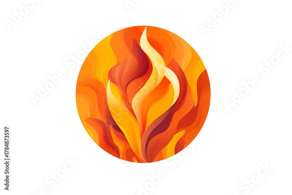 Fototapeta A circular flame is depicted, isolated on transparent background