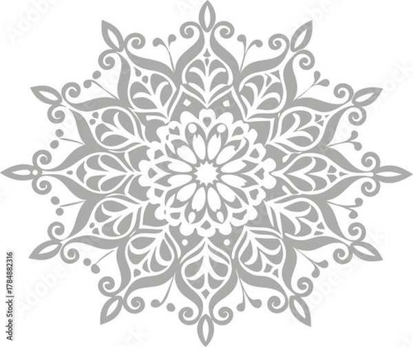 Obraz Intricate silver mandala design with floral and geometric patterns