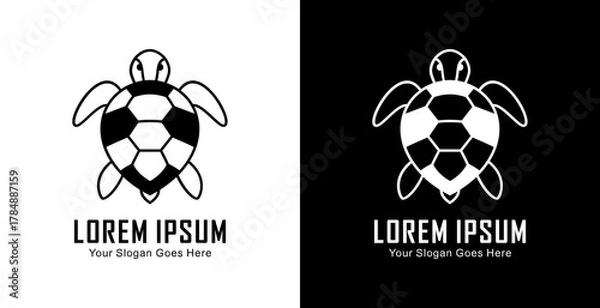 Fototapeta Turtle shaped logo design with semi modern line art style