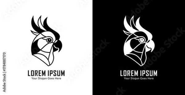 Fototapeta Bird of Paradise head logo design with semi-modern line art style