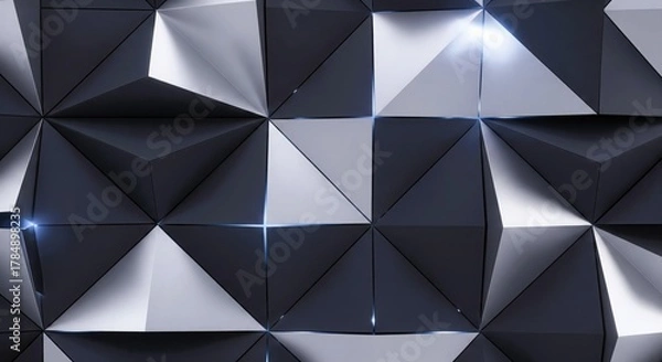 Fototapeta Dark Platinum Silver 3D Geometry. Luxury Minimal Wallpaper.