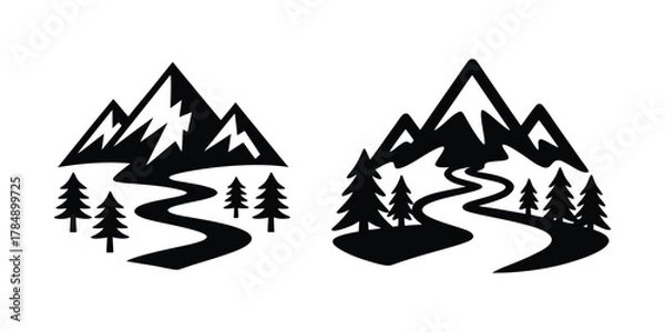 Obraz Mountain River Landscape Illustration Vector