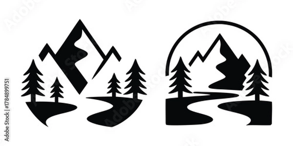 Obraz Mountain River Landscape Illustration Vector