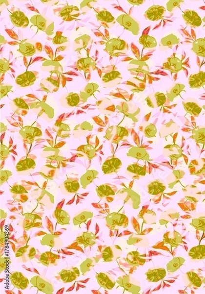 Obraz Romantic flowers with Leaves Pattern