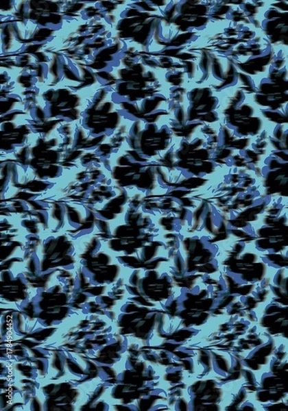 Obraz Blues Floral Pattern Abstract Blur effect 