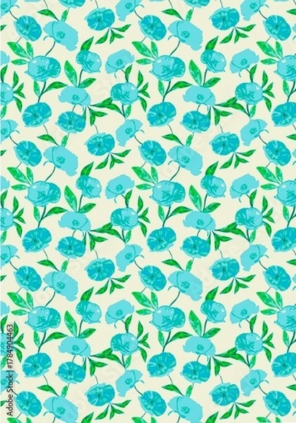 Obraz Romantic blue with green Leaves Pattern