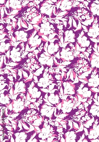 Obraz Floral Pattern Green Leaves Print