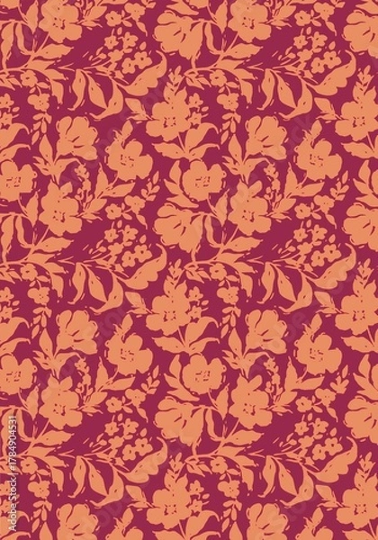 Obraz Romantic Floral  pattern with leaves