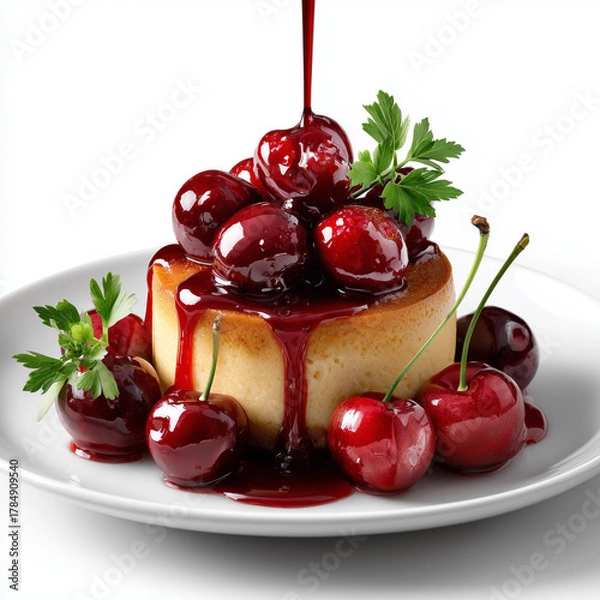 Fototapeta cheesecake with cherries