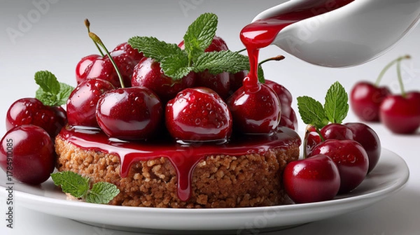 Obraz cheesecake with cherries