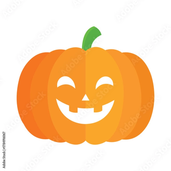 Fototapeta Smiling Halloween Pumpkin Vector in Flat Design Style