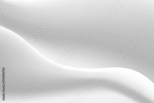 Fototapeta White gray gradient abstract background modern wavy smooth fluid lines minimalist design