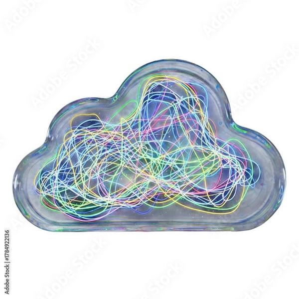 Obraz Cloud Shape Filled with Tangled Neon Light Wires (299