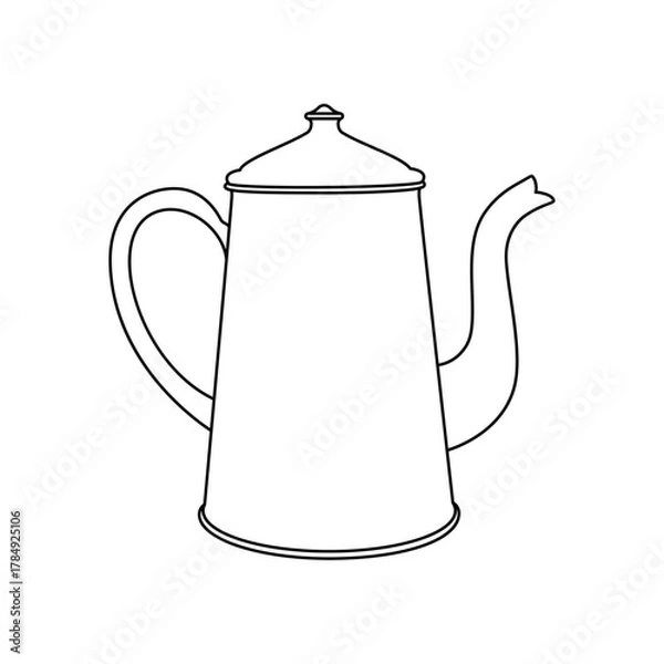 Fototapeta Vintage teapot outline vector illustration. Perfect for tea packaging, kitchen prints, cafe logos, or retro-style design projects.