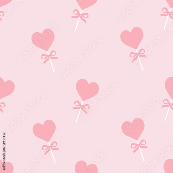 Obraz Soft Pink Heart Lollipop Seamless Pattern