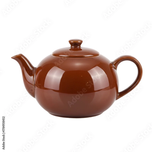Obraz Glossy Brown Ceramic Teapot Isolated on Black Background Studio Shot