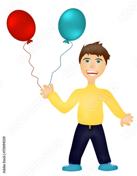 Fototapeta Angry boy with balloons