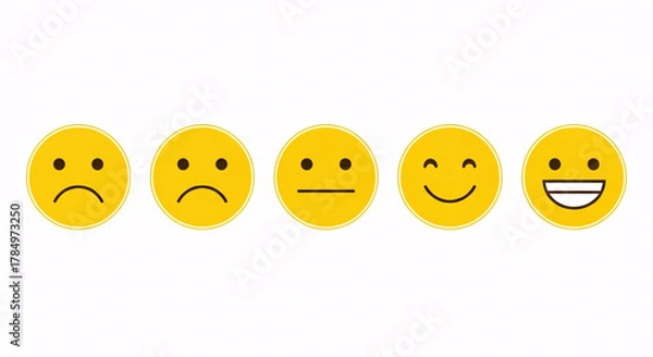 Obraz Customer satisfaction meter with different emoticons isolated on white background